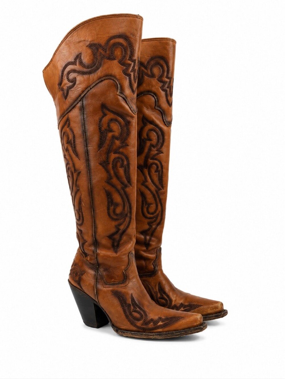 Dan Post Seductress‎ Brown Leather Western Women's Tall Boots Size 7.5